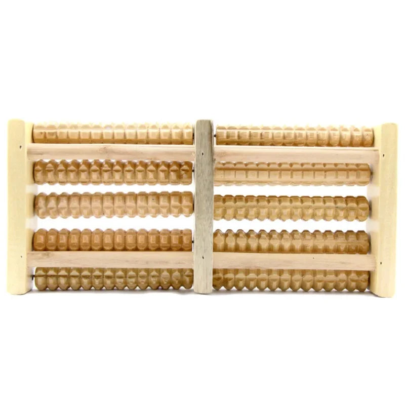 5 Row Wooden Foot Shiatsu Roller Foot Care Massager Massager Roller Heath Therapy Acupressure Relax Massage Pain Stress Relief