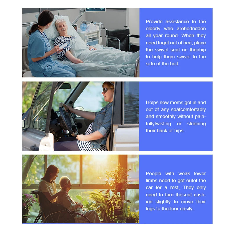 AUTO PLUS Portable Lightweight Swivel Seat Cushion For Adults, Seniors, and Elderly, Rotating Cushioned Seat