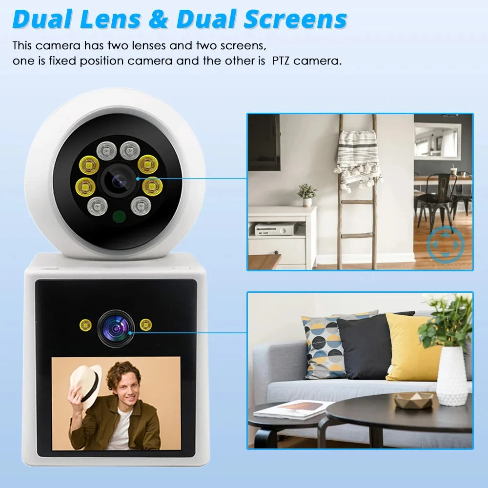 Video-Call WIFI Surveillance Camera 10MP Dual Lens Wireless 360 Security Wi-Fi Cameras 2-Way Audio&Video Smart Home Baby Monitor