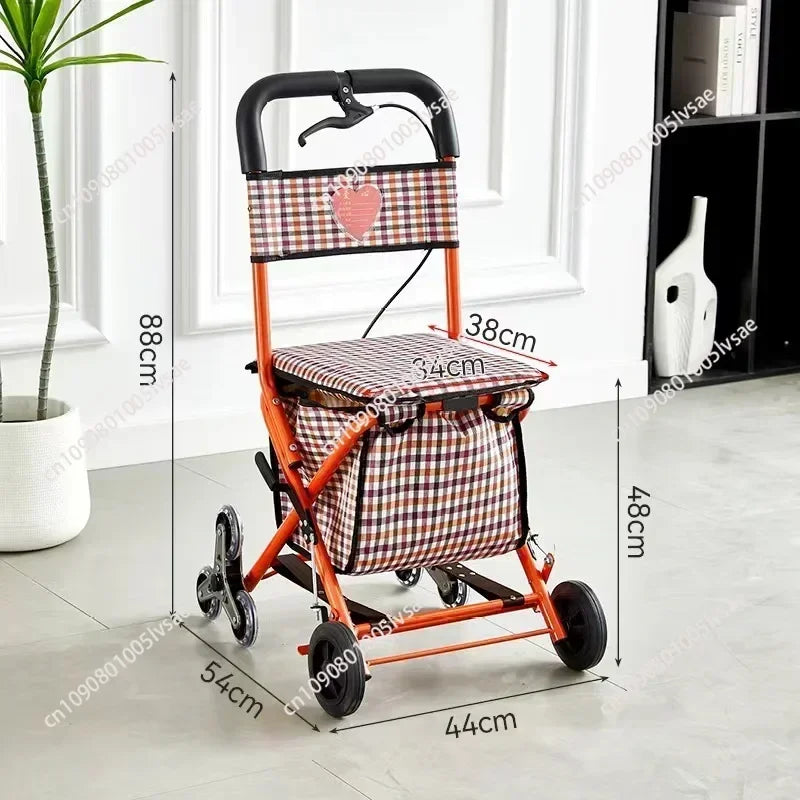Pushable and seated elderly help cart, elderly walker, elderly help trolley folding shopping cart