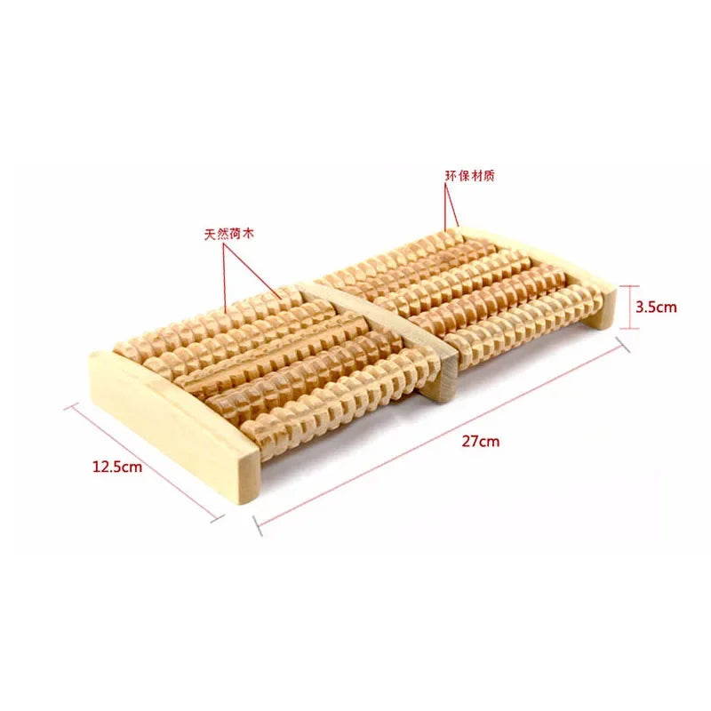 5 Row Wooden Foot Shiatsu Roller Foot Care Massager Massager Roller Heath Therapy Acupressure Relax Massage Pain Stress Relief